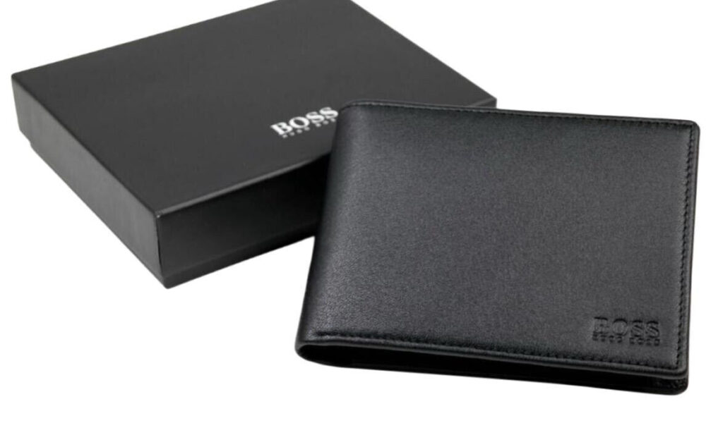 Hugo Boss Arezzo Men's Trifold Wallet Black With Credit Card Notes & Coin Pocket